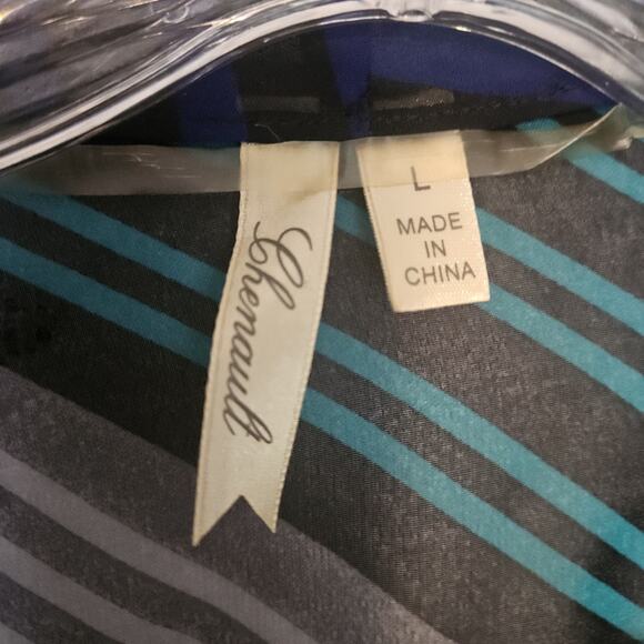 Chenault Large Sheer Open Cardigan Coverup Flowy Striped Asymmetrical Artsy 70s - Picture 3 of 7